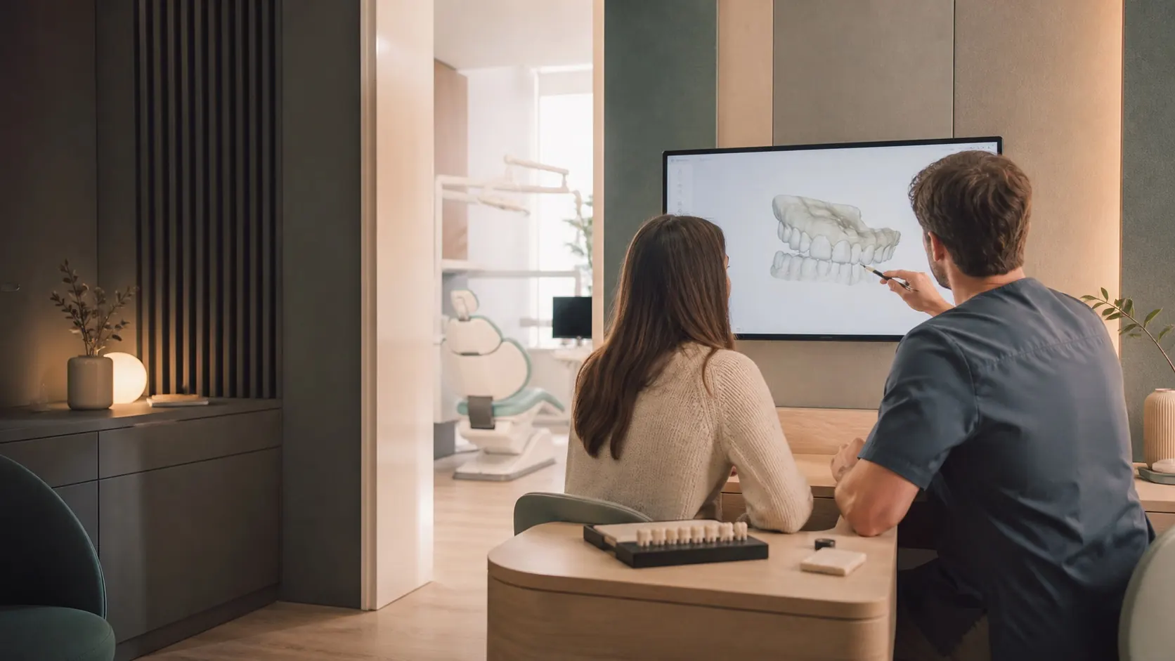 Consulta dental con planificación digital del tratamiento